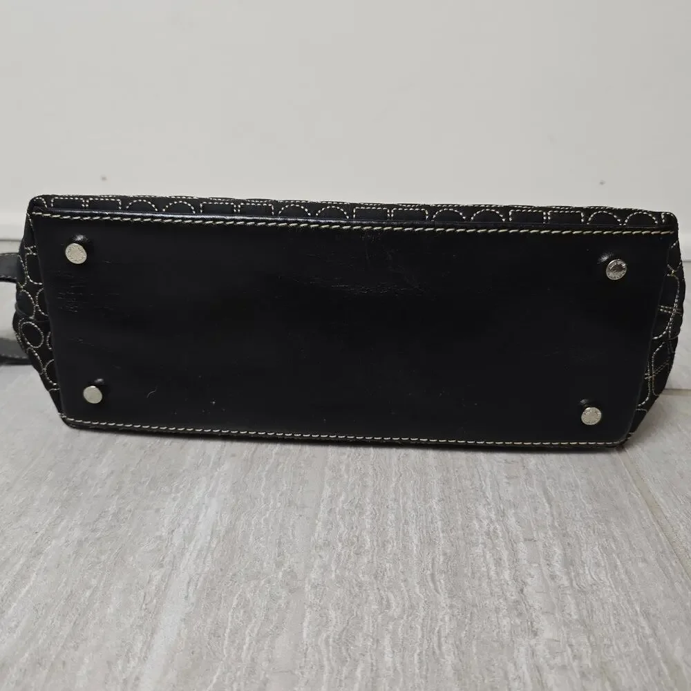 Kate Spade 1990s Iconic Purse, Vintage Logo Handbag, Dot Noel, Black & Tan Bag